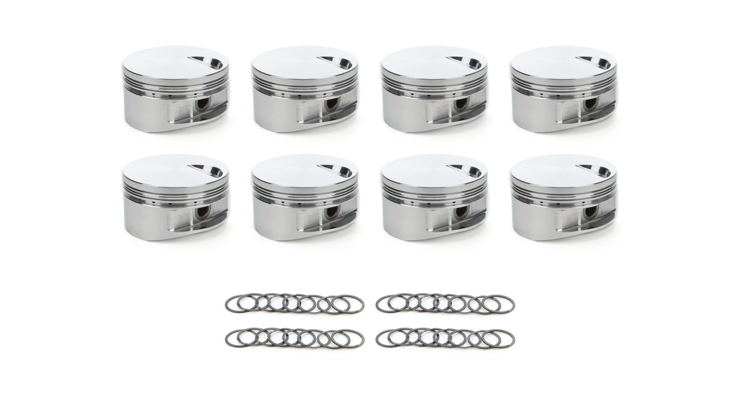 Piston Set, 2618, Flat Top, 4.610 Bore, 1.395 CD, 0.990 Pin, Set of 8.