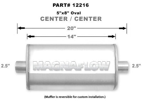 Straight-Through Performance Muffler; 2.5in. Center/Center; 5x14x8 Body