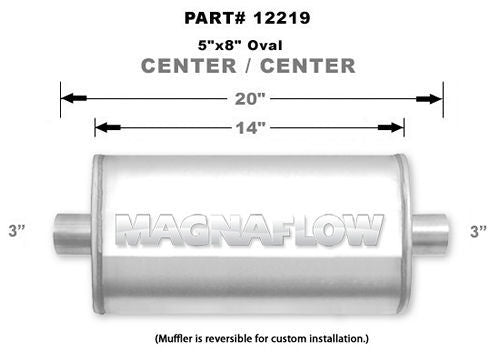 Straight-Through Performance Muffler; 3in. Center/Center; 5x14x8 Body