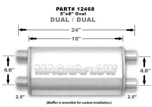 Straight-Through Performance Muffler; 2.5in. Dual/Dual; 5x18x8 Body