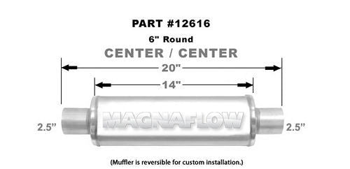 Straight-Through Performance Muffler; 2.5in. Center/Center; 6x14x6 Body