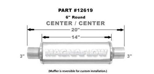 Straight-Through Performance Muffler; 3in. Center/Center; 6x14x6 Body