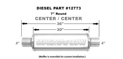 Straight-Through Performance Muffler; 4in. Center/Center; 7x30x7 Body