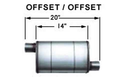 Multi-Chamber Performance Muffler; 3in. Offset/Offset; 4x14x9 Body