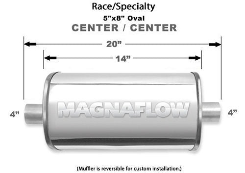 Straight-Through Performance Muffler; 4in. Center/Center; 5x14x8 Body