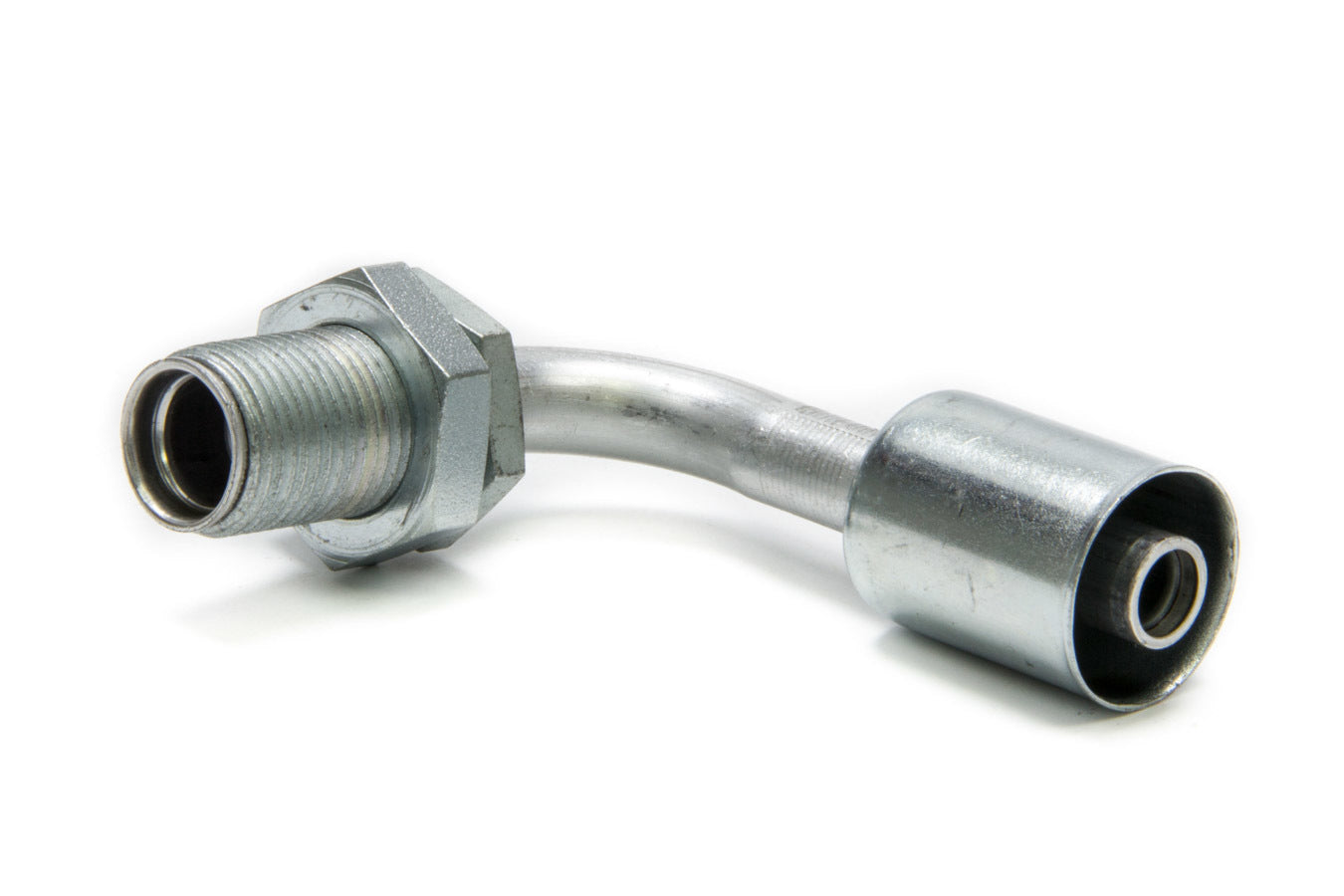 90 Degree Bulkhead Beadlock O-Ring Fitting – 10 AN Hose Crimp to 10 AN Male | Aluminum/Steel for AC Refrigerant