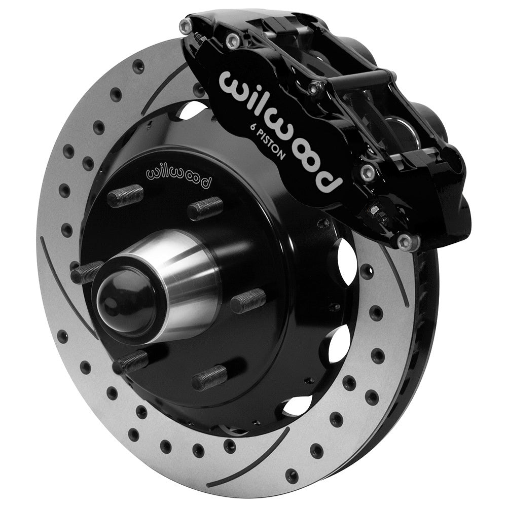Wilwood 140-16457-D Front Brake Kit for C10 – 6-Lug, 13" Drilled & Slotted Rotors, 6-Piston Calipers, Black Powder Coat