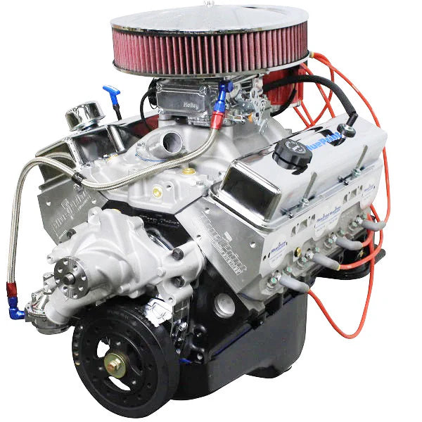 BluePrint 350 c.i. crate engine with aluminum heads and Holley carburetor for Chevelle builds.