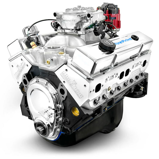 BluePrint 350 c.i. crate engine with fuel injection and aluminum cylinder heads.