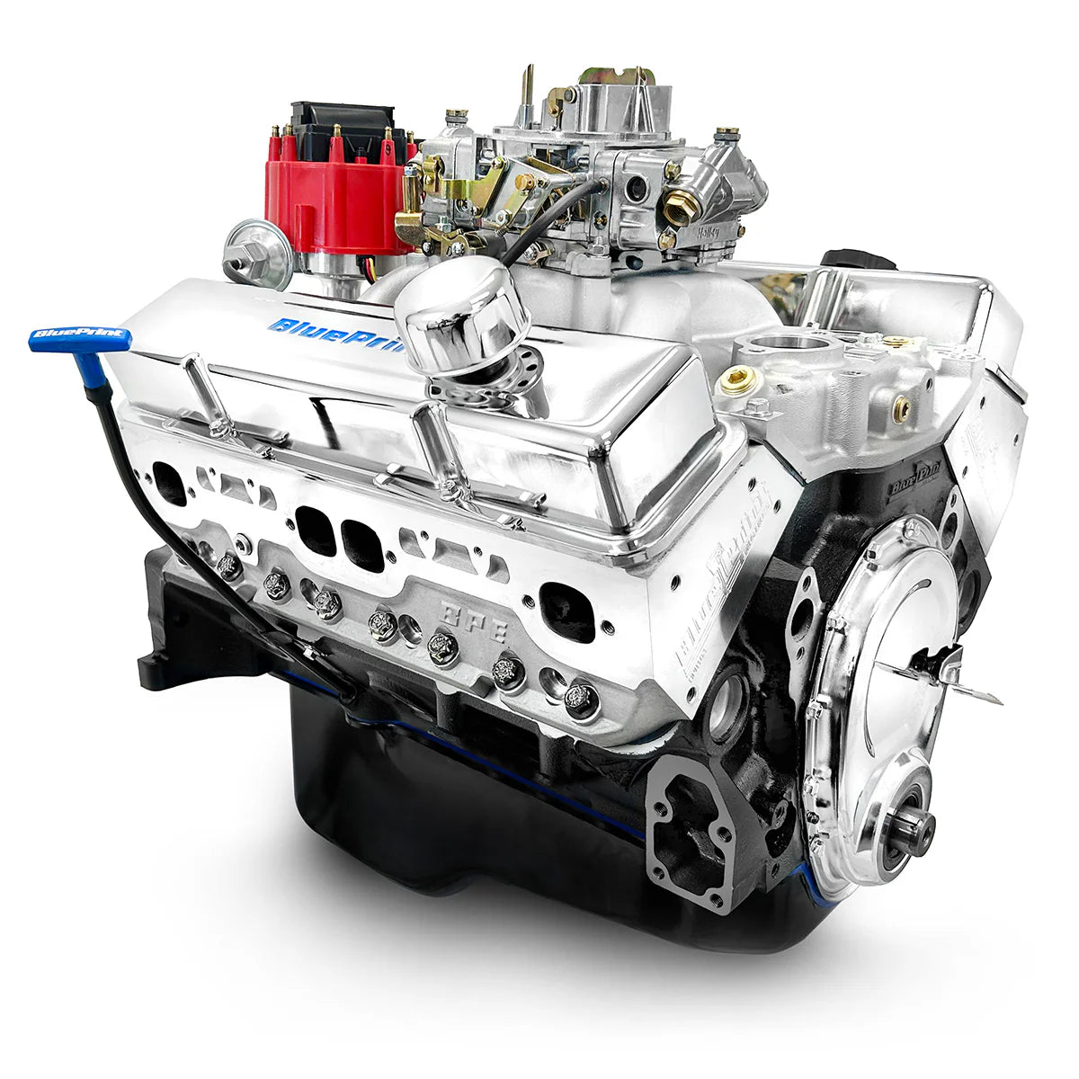 396 c.i. small block engine for Chevy builds, featuring BluePrint aluminum heads.