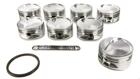 Piston Set, 2618, Inv Dome/Dish, 4.500 Bore, 1.270 CD, 0.990 Pin, Set of 8.