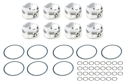 Piston Set, 2618, Dome, 4.500 Bore, 1.270 CD, 0.990 Pin, Set of 8.