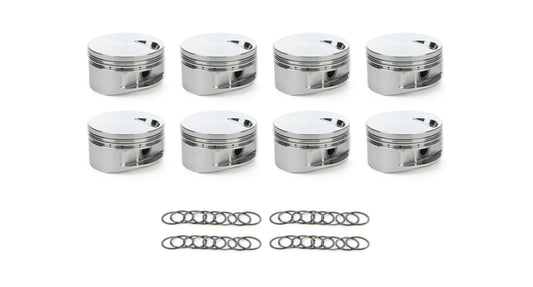 Piston Set, 2618, Flat Top, 4.610 Bore, 1.395 CD, 0.990 Pin, Set of 8.
