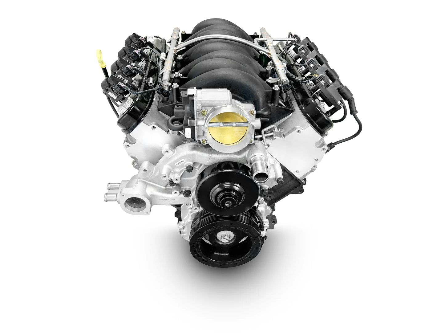 Base dressed BluePrint LS 376 engine for Camaro, Corvette, C10, and Chevelle builds.