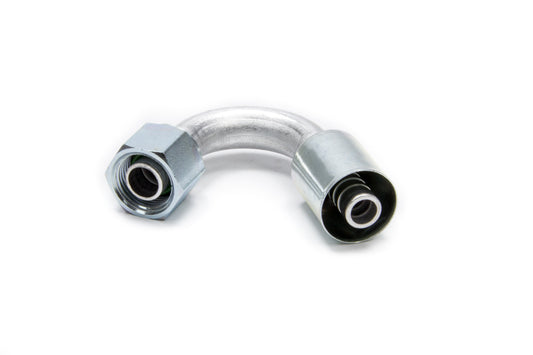 "Aluminum and Steel #10 135 Degree Beadlock Fitting for AC Refrigerant with 10 AN Hose Crimp to 10 AN Female O-Ring in Natural Zinc Oxide"