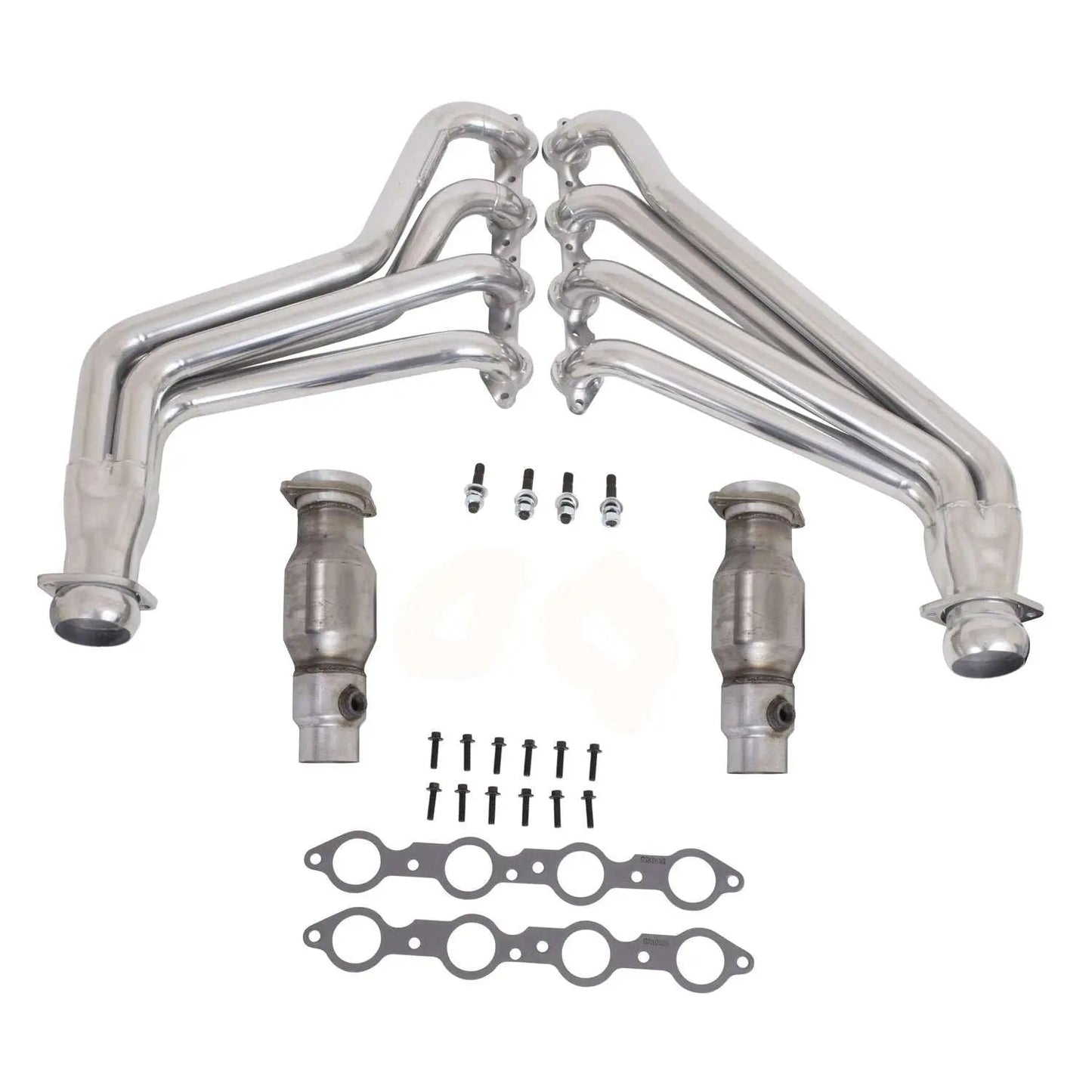 Chevrolet Camaro SS ZL1 6.2 1-3/4 Full Length Exhaust Headers With High Flow Cats Polished Silver Ceramic 10-15 - Junk to Road Auto Parts D.B.A. Curved Racing